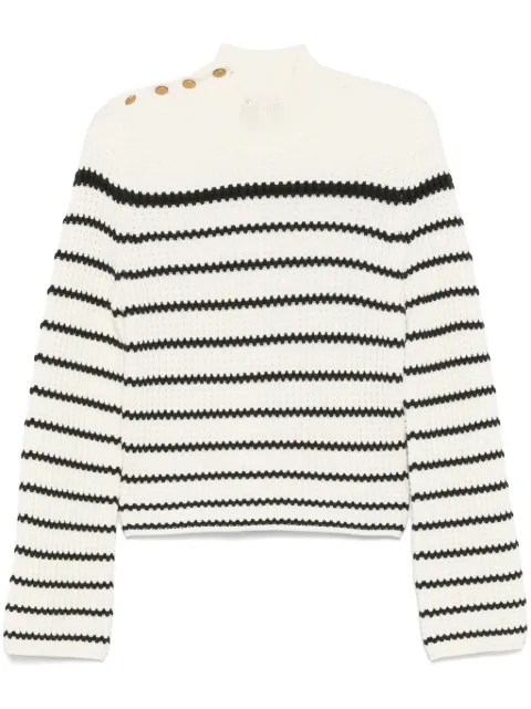 Forte Forte high-neck striped sweater White 12943MYKNIT