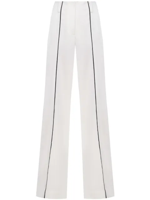 A.M.G. contrast-piping trousers White TR0323