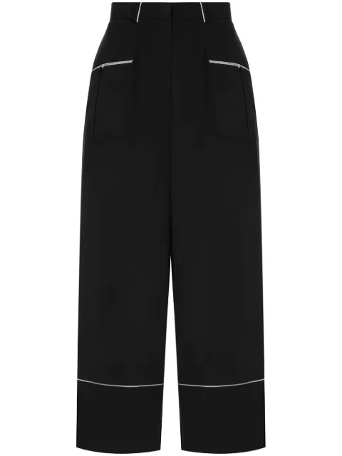 A.M.G. contrast-piping pajama trousers Black TR0523