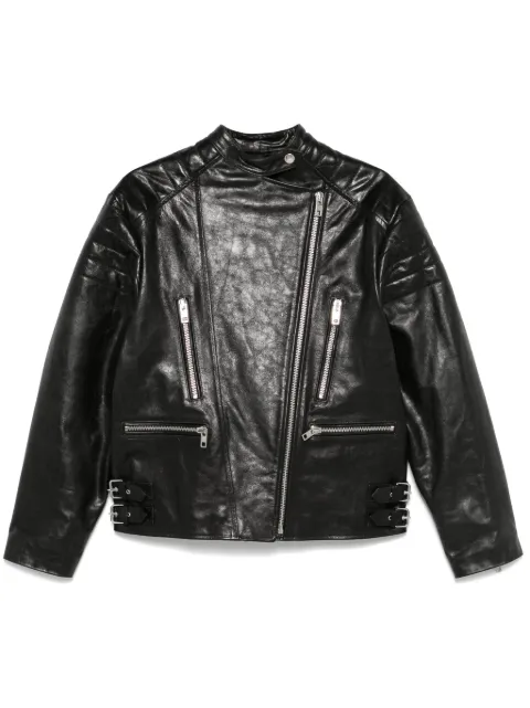 TWINSET leather biker jacket Black 242TS2223