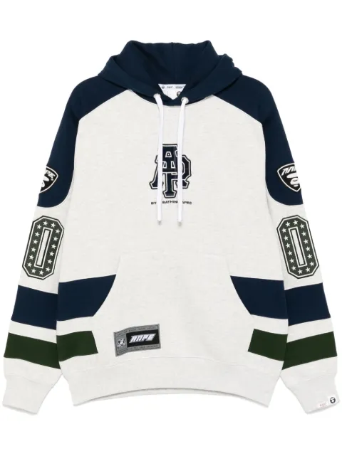 AAPE BY *A BATHING APE® logo-patch striped hoodie Grey ASWB356XAN