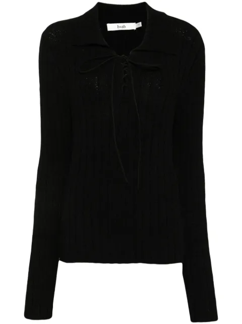b+ab lace-up neck jumper Black 4F343AS