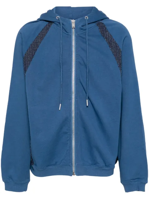 FIVE CM panelled zip-up hoodie Blue 5CXSWJ3502F4