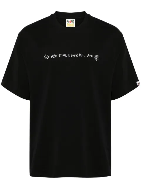 A BATHING APE® hand drawn logo T-shirt Black 001TEK801334M