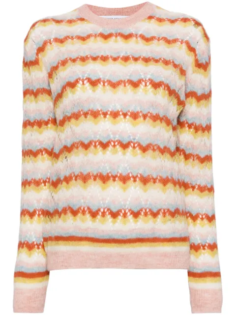 Maison Kitsuné stripped lace jumper Neutrals NW00802KF00020032