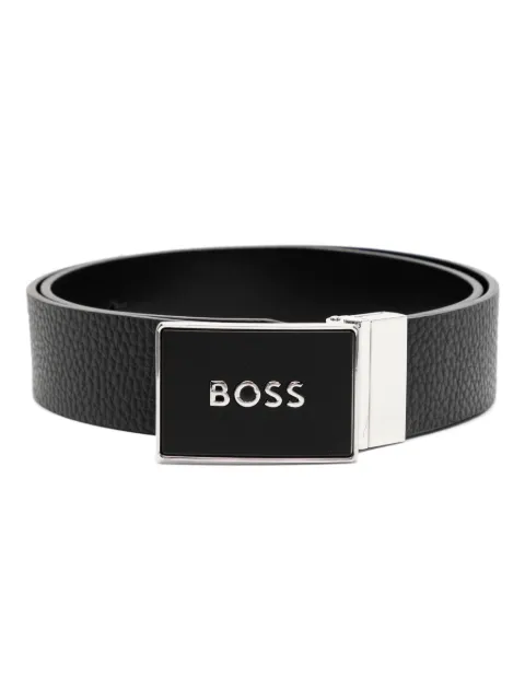 BOSS logo-lettering leather belt Black 50529690