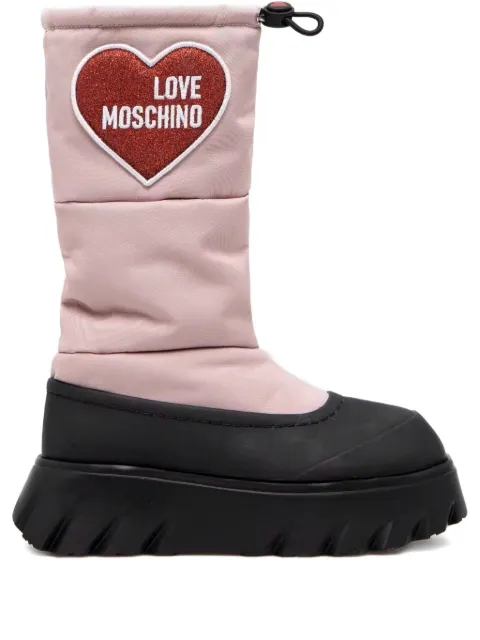 Love Moschino quilted heart-appliqué boots Pink JA24566G0FJHB