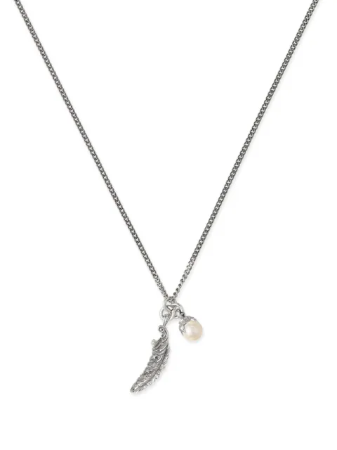 Emanuele Bicocchi piuma-pendant pearl necklace Silver EAPJPP1