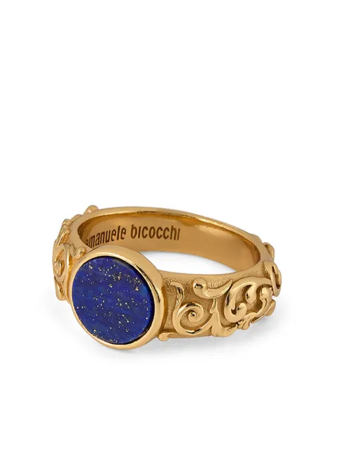 Emanuele Bicocchi arabesque engraved chevalier ring Gold EA4LG