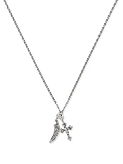 Emanuele Bicocchi feather and cross necklace Silver EAPJPC4