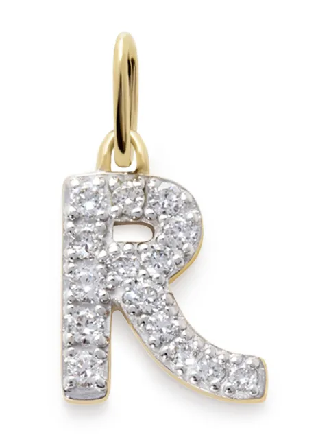 Monica Vinader 14kt yellow gold R charm diamond necklace Gold YGPTALPRLGD
