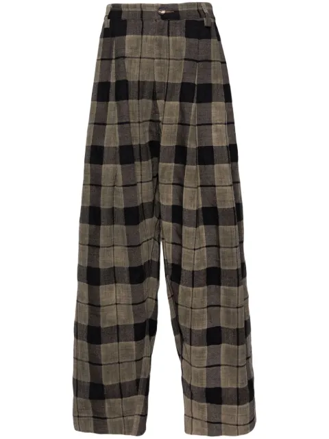 Ziggy Chen checked straight-leg trousers Grey 0M2430505