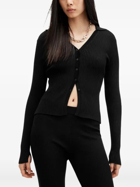 AllSaints Cruz ribbed button-up cardigan Black W105KB