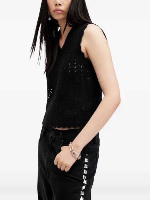 AllSaints Vivian scalloped tank top Black W057KB