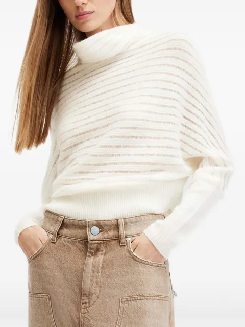 AllSaints Ridley striped high-neck sweater White W020KB