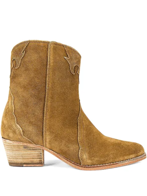Free People New Frontier embroidered cowboy boots Brown OB888602