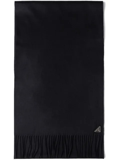 Prada logo-plaque silk-cashmere scarf Black 2FS0652COP