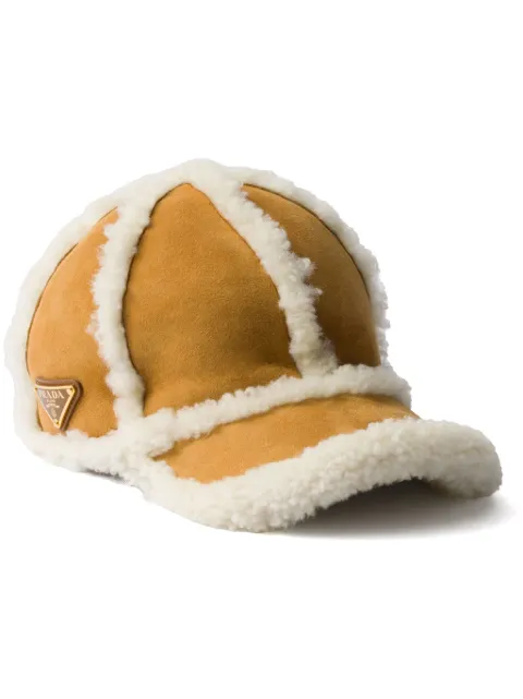 Prada suede shearling baseball cap Neutrals 1HC2742C5A