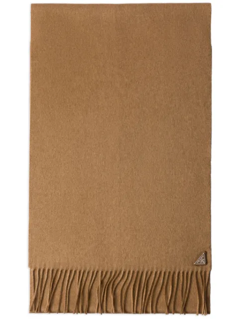 Prada logo-plaque silk-cashmere scarf Neutrals 2FS0652COP