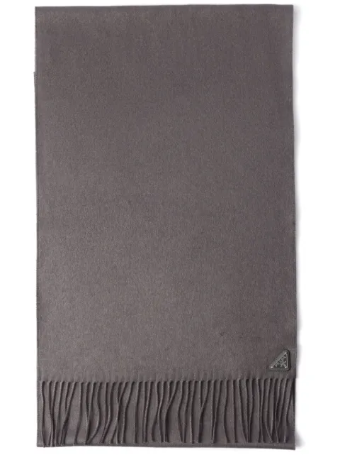 Prada logo-plaque silk-cashmere scarf Grey 2FS0652COP