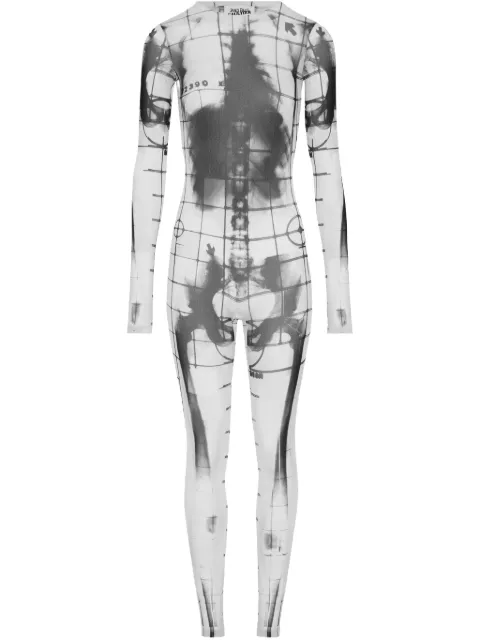 Jean Paul Gaultier Squeletor-print jumpsuit White 2533FCB023T580