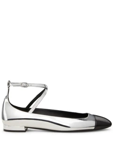 Stuart Weitzman leather ballerina shoes Silver SJ382LET