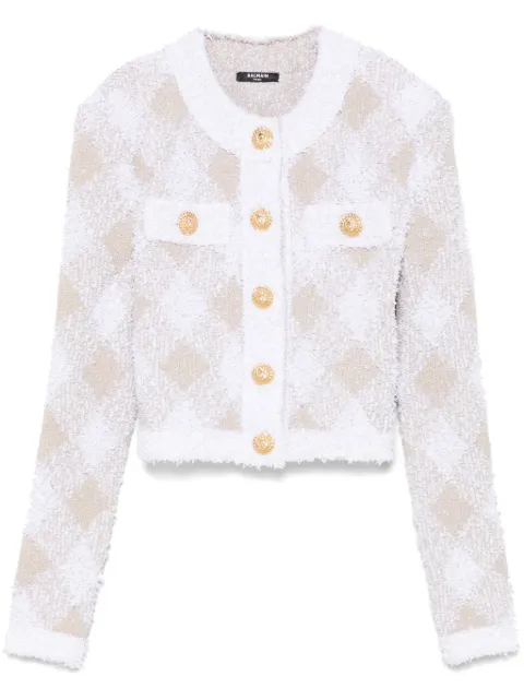 Balmain gingham tweed jacket White DF0SK248KH66