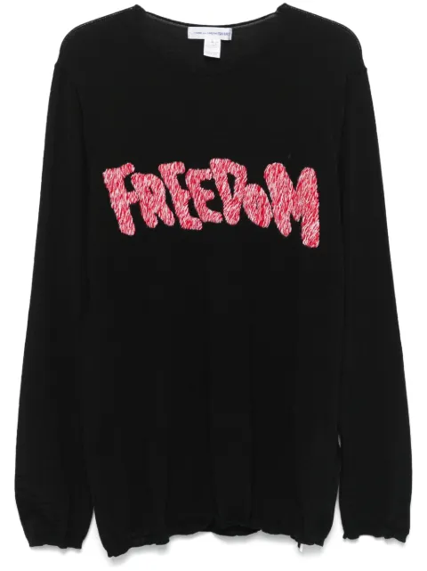 Comme Des Garçons Shirt Freedom-embroidered sweater Black FNN001