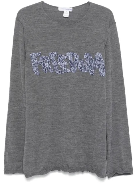 Comme Des Garçons Shirt Freedom-embroidered sweater Grey FNN001