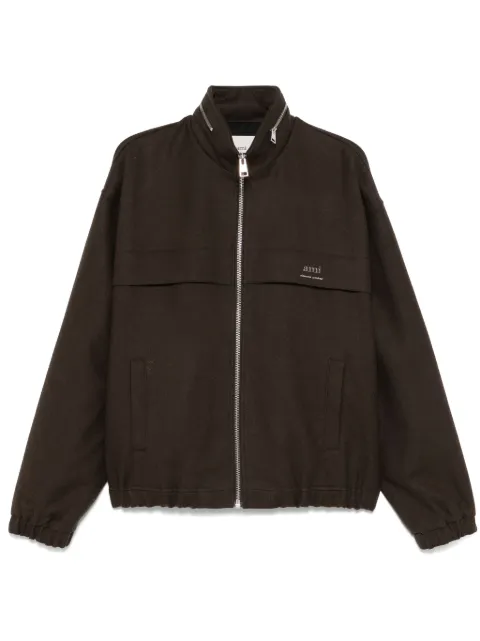 AMI Paris concealed-hood jacket Brown HJK058WV0018