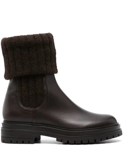 Gianvito Rossi Tenney ribbed-knit Chelsea boots Brown G7292920GOMCKH