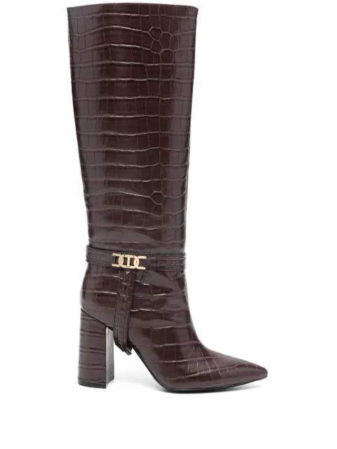TWINSET 100mm croc-effect boots Brown 242TGT040