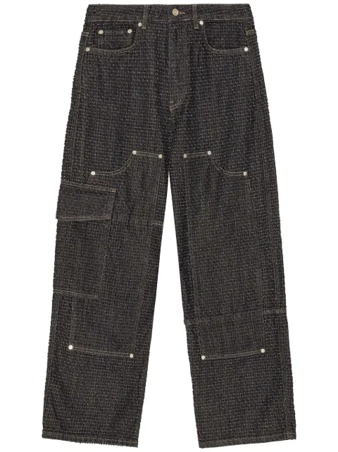 GANNI Fluffy wide-leg jeans Black J1617