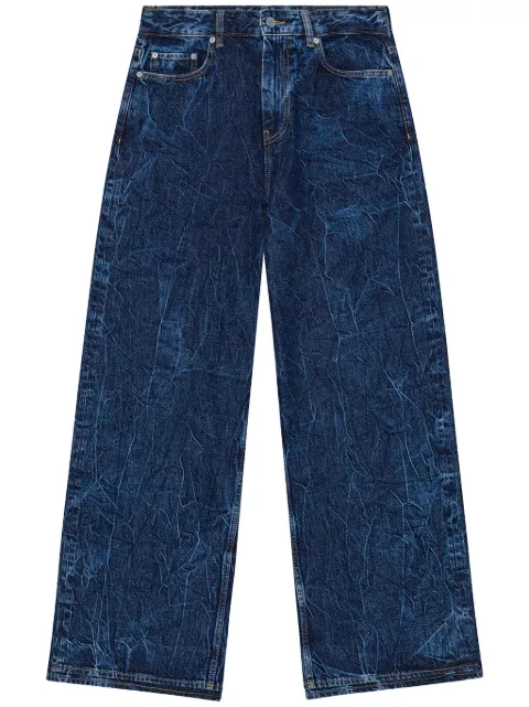 GANNI Marri crinkled-effect jeans Blue J1593