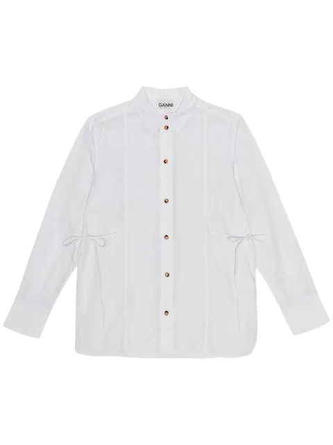 GANNI self-tie cotton shirt White W0087