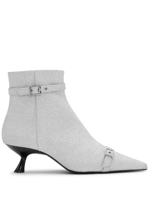 GANNI eyelet-detail glitter ankle boots Grey S2882