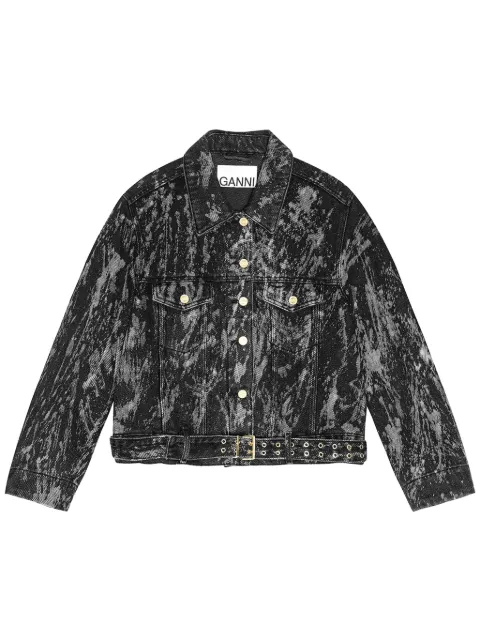 GANNI belted denim jacket Black J1599