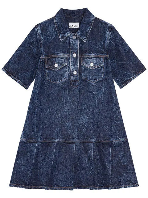 GANNI crinkled denim mini dress Blue J1594