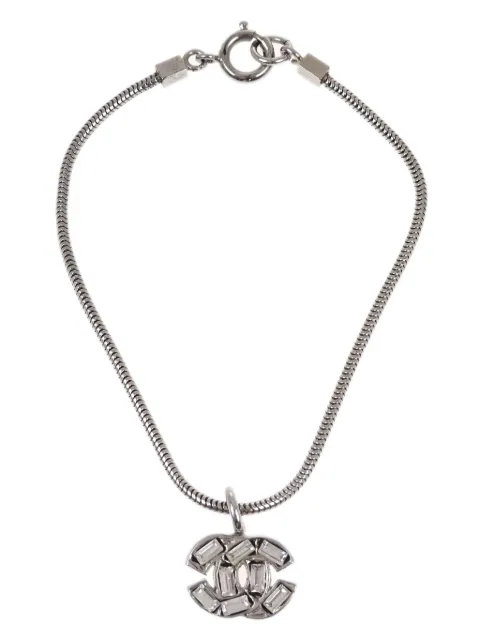 CHANEL Pre-Owned 2001 rhinestone-embellished CC pendant bracelet Silver BR01P