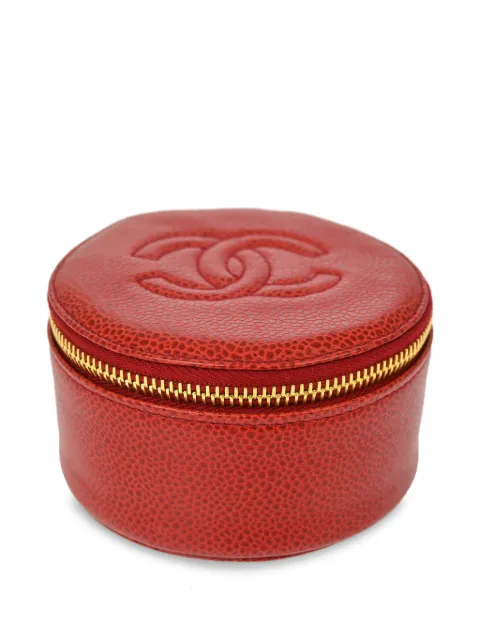 CHANEL Pre-Owned 1992 CC-stitch jewellery case Red 2685465