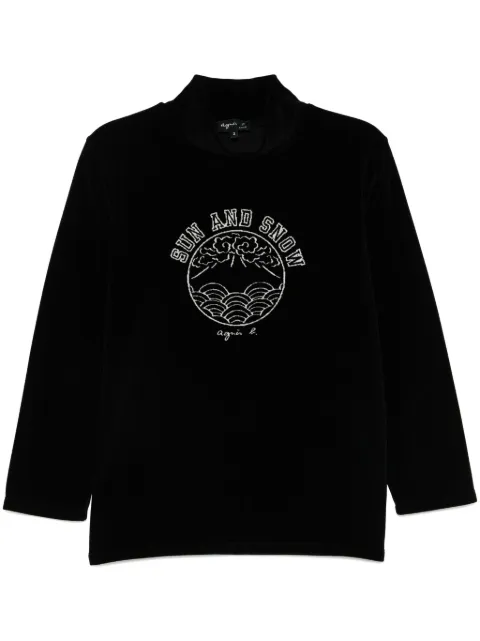 agnès b. graphic print long-sleeves T-shirt Black 3223JJJ2