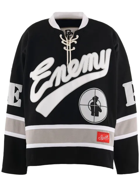 SAINT MXXXXXX Public Enemy logo-patch long-sleeve T-shirt Black SMYS10000C19BLK