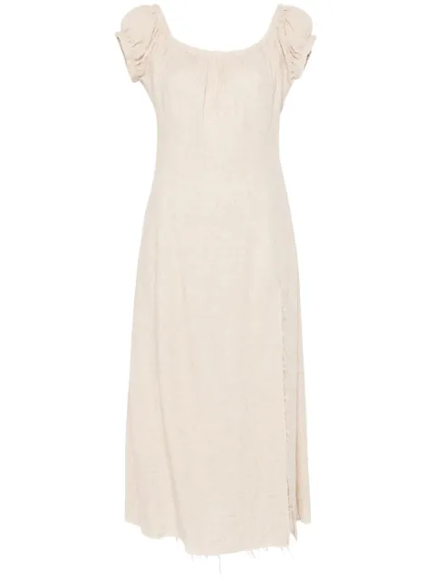 Elena Velez frayed midi dress Neutrals EV049Y003H