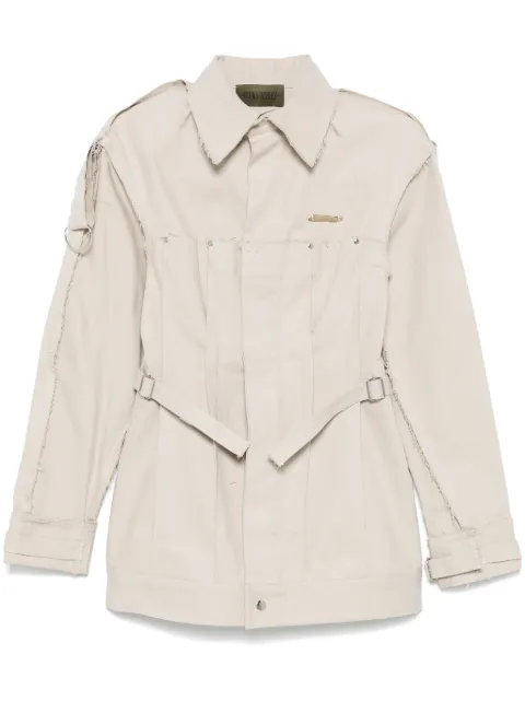 Elena Velez darted denim jacket Neutrals EV013YR004