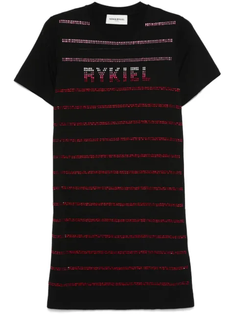 Sonia Rykiel short-sleeved rhinestone mini dress Black R089C034