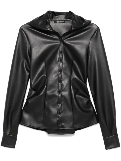 Elena Velez faux-leather shirt Black EV019Y003