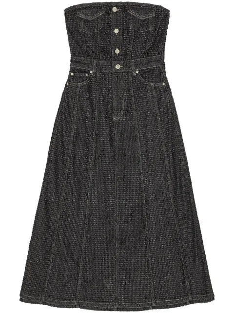 GANNI Fluffy denim midi dress Black J1662