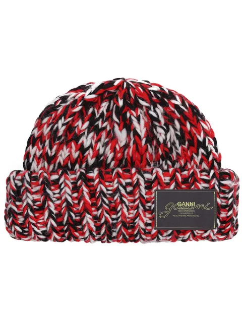 GANNI crochet-knit wool beanie Red A6323