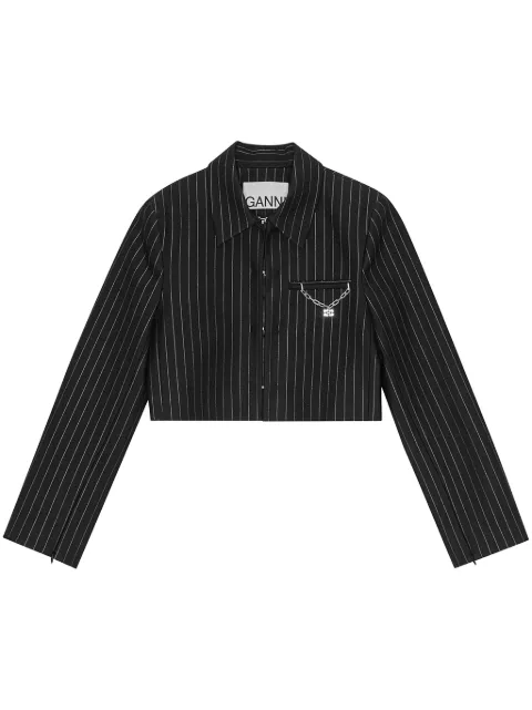 GANNI striped cropped blazer Black T4101