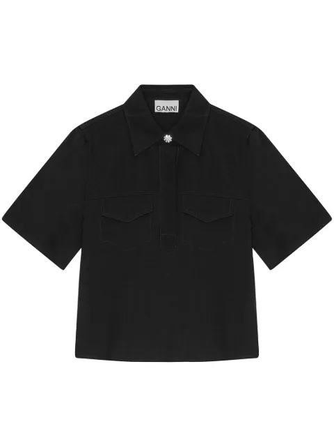 GANNI flap-pockets blouse Black W0180